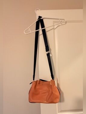 Mini like dreams Cognac Leather Crossbody with Black Adjustable Strap
